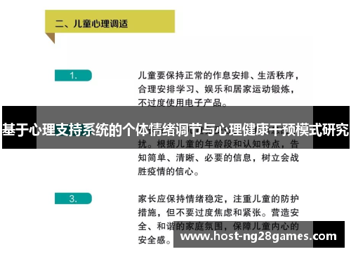 基于心理支持系统的个体情绪调节与心理健康干预模式研究