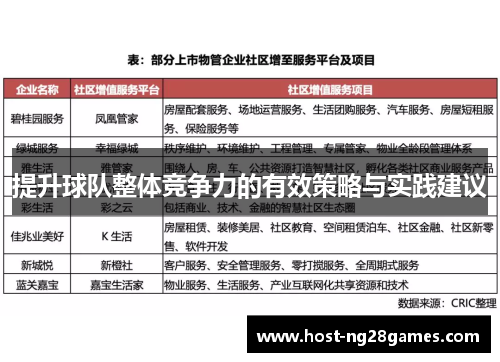 提升球队整体竞争力的有效策略与实践建议